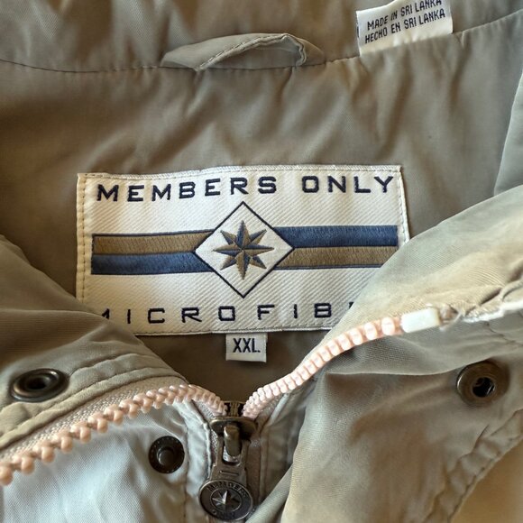 Members Only Microfiber Jacket Men’s XXL Beige Tan Zip Front Classic - Picture 5 of 5
